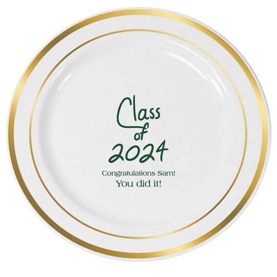 Fun Class of 2024 Premium Banded Plastic Plates